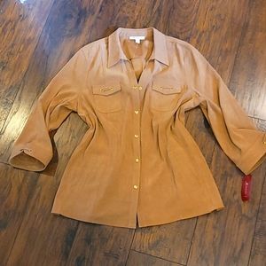NWT Oversized Tan Suede-like Longline Western Jacket